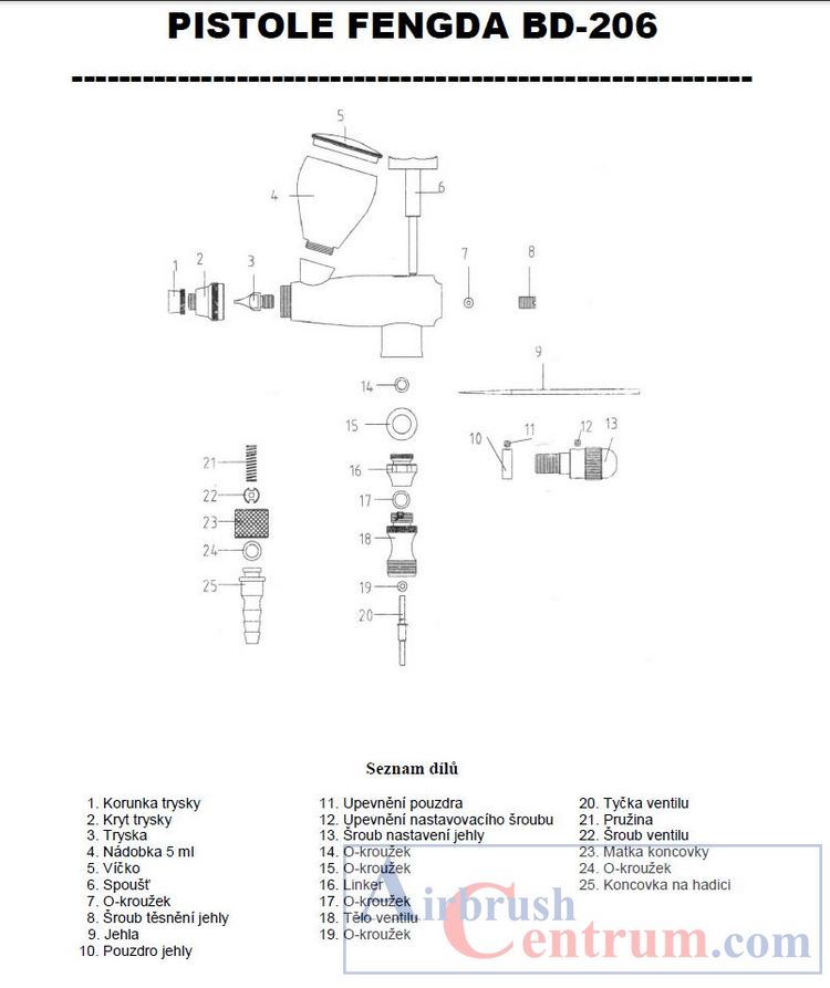 Schéma stříkací pistole Fengda BD-206